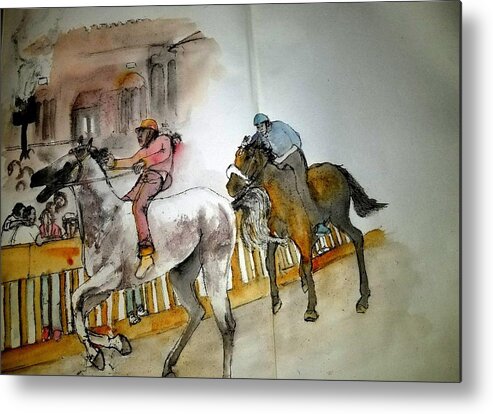 Il Palio Di Siena. Siena. Italy. Horse Race. Event. Medieval Metal Print featuring the painting Still Racing After 400 Yrs Album #7 by Debbi Saccomanno Chan