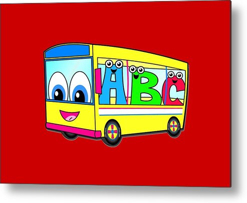 Alphabet Metal Print featuring the painting A B C Bus T-shirt by Herb Strobino