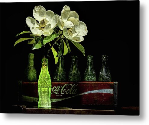 Coke Metal Print featuring the photograph A Coke and Magnolia Still Life by JC Findley
