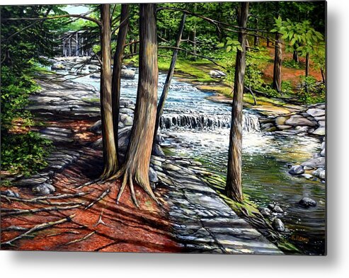 Maine Metal Print featuring the painting Vaughan's Brook, Hallowell, Maine by Eileen Patten Oliver