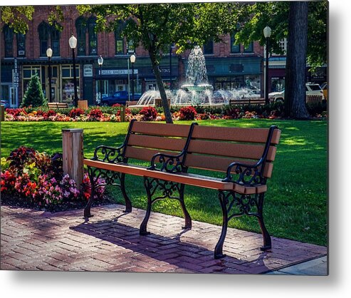  Metal Print featuring the photograph A seat in the park. by Kendall McKernon