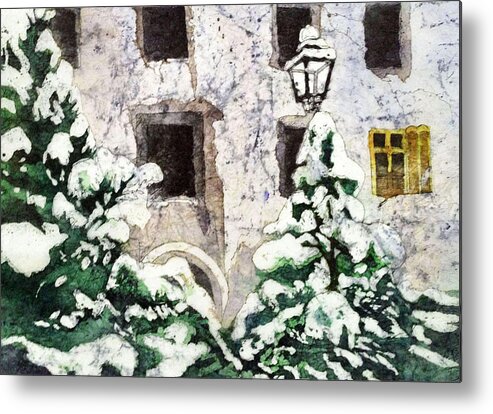 Snow Metal Print featuring the painting A Winter's Day by Diane Fujimoto