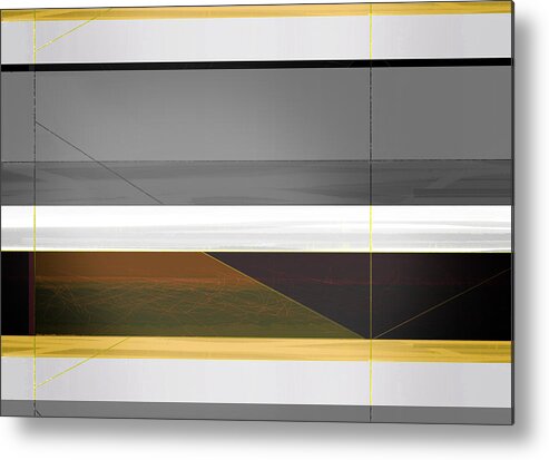Abstract Metal Print featuring the painting Abstract Yellow and Grey by Naxart Studio