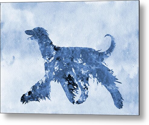 Afghan Hound Metal Print featuring the digital art Afghan hound-blue by Erzebet S