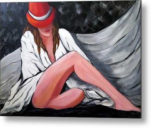 Figurative Metal Print featuring the painting After A Night on the Town by Rosie Sherman