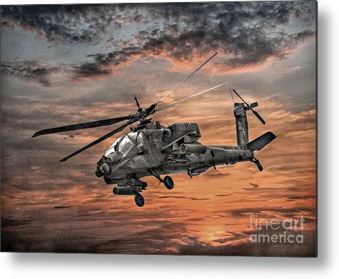 Apache Helicopter Metal Print featuring the digital art AH-64 Apache Attack Helicopter by Randy Steele