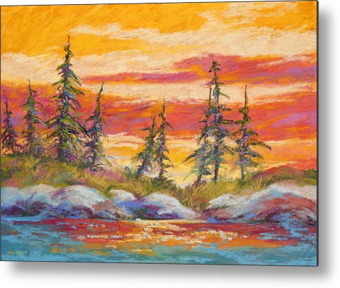 Landscape Metal Print featuring the pastel Alaskan Skies by Marion Rose
