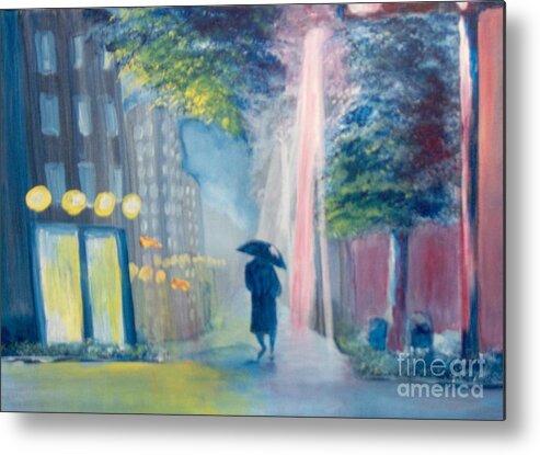 Cityscape Metal Print featuring the painting Alone by Saundra Johnson