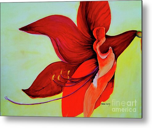 Amaryllis Metal Print featuring the painting Amaryllis Blossom by Rachel Lowry