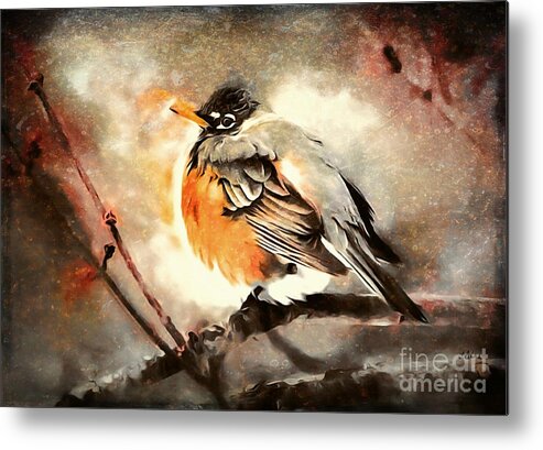 American Robin Metal Print featuring the painting American Robin by Tina LeCour