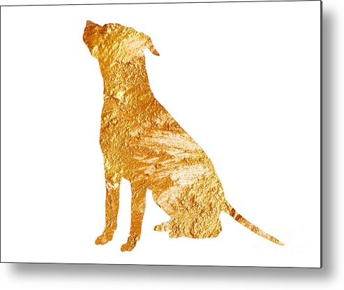  Abstract Metal Print featuring the painting Amstaff gold silhouette large poster by Joanna Szmerdt