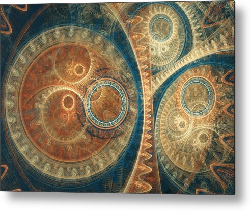 Abstract Metal Print featuring the digital art Ancient clockwork by Martin Capek