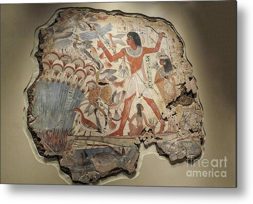 London Metal Print featuring the photograph Ancient Egyptian tomb chapel decoration by Patricia Hofmeester
