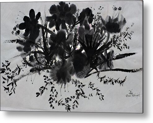 Chinese Ink Painting On Rice Paper Metal Print featuring the painting Aplomb by Don Wright