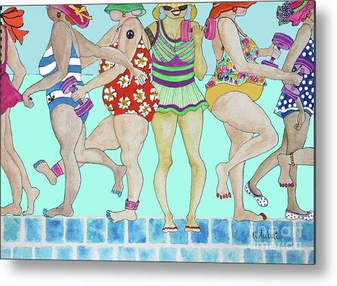 Swim Metal Print featuring the painting Aqua Babes by Rosemary Aubut