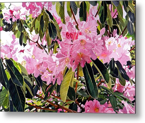 Flowers Metal Print featuring the painting Arboretum Rhododendrons by David Lloyd Glover