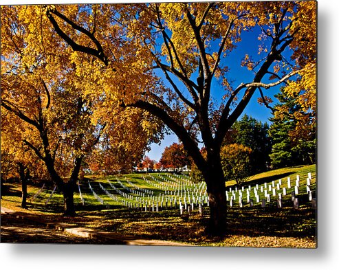Fall Metal Print featuring the photograph Arlington Cemetery in the fall by Bill Jonscher