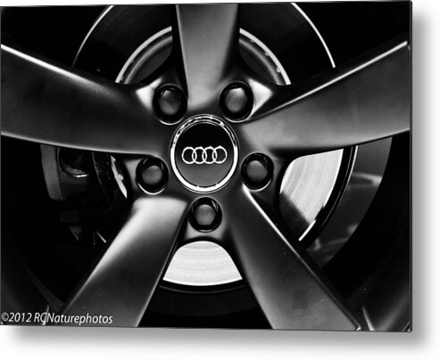 Audi Wheel Metal Print featuring the photograph Audi Wheel monochrome by Rachel Cohen