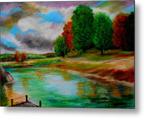 Landscapes Metal Print featuring the painting Autumn calm by Konstantinos Charalampopoulos