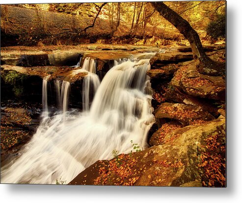 Dunloup Falls Metal Print featuring the photograph Autumn Solitude by Mountain Dreams