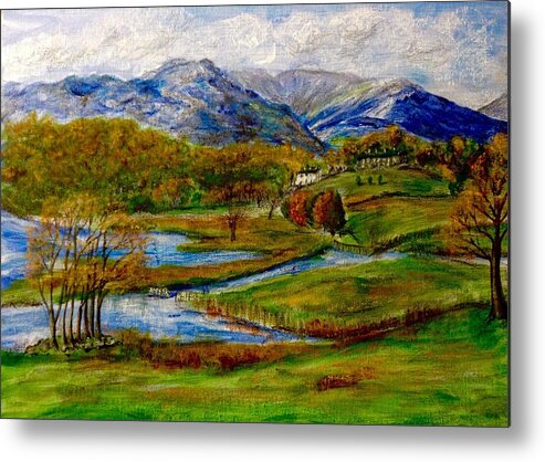 Loch Lomond Metal Print featuring the painting Autumn View of The Trossachs by Joan-Violet Stretch