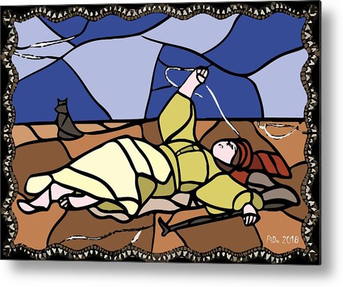 Babie-lato Metal Print featuring the digital art Babie lato stained glass version by Piotr Dulski