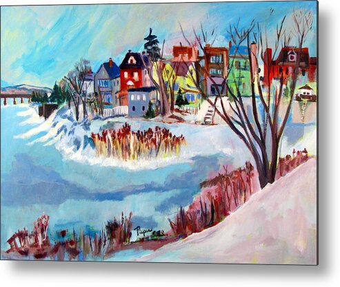 Mohawk River Metal Print featuring the painting Backside of Schenectady Stockade in February by Betty Pieper