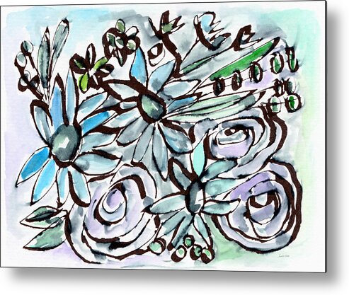 Flowers Metal Print featuring the painting Beach Glass Flowers 2- Art by Linda Woods by Linda Woods