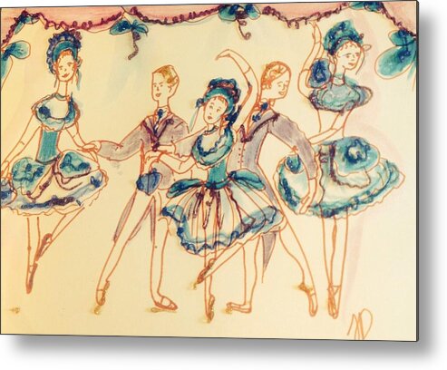 Ballet Metal Print featuring the painting Beauty in blue ballet by Judith Desrosiers