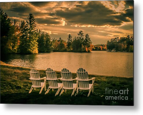 Autumn Metal Print featuring the photograph Best seats in town by Claudia M Photography