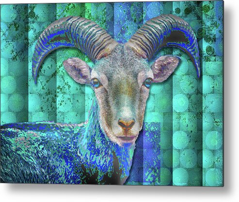 Blue Metal Print featuring the digital art Billy Goat Blue by Mimulux Patricia No