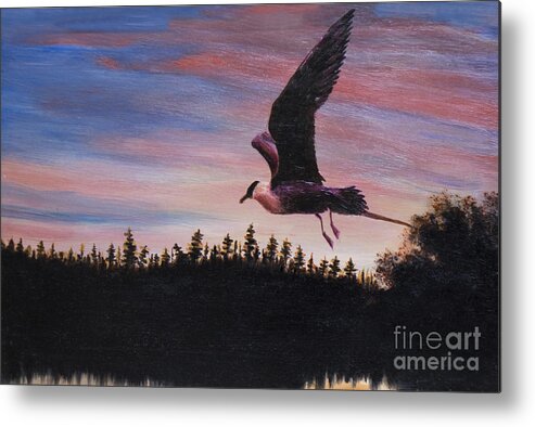 Art Metal Print featuring the painting Bird on sunset, painting by Irina Afonskaya