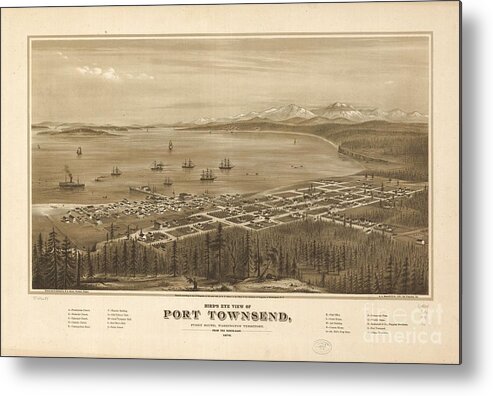 Bird's Eye View Of Port Townsend Metal Print featuring the painting Bird's eye view of Port Townsend by MotionAge Designs