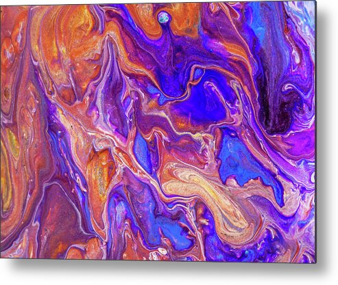 Bizarre Amusement Abstract Fluid Acrylic Painting Metal Print By