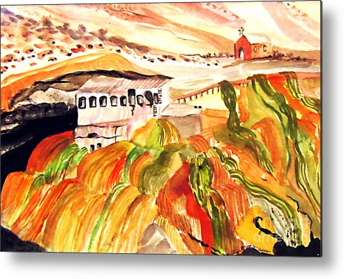 Orange Metal Print featuring the painting Black Waters of the Andes by Marilyn Brooks