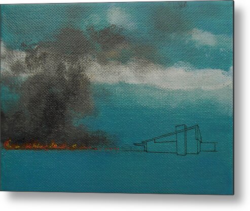 palm Springs Metal Print featuring the painting Blue Alexander with Brush Fire by Stan Magnan