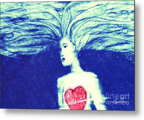 Floating Hearts Metal Print featuring the digital art Blue Floating Heart by Leandria Goodman