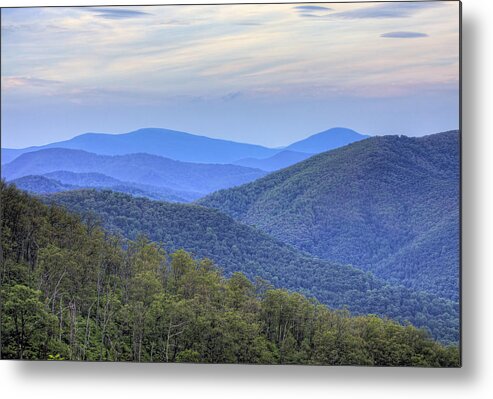 Blue Metal Print featuring the photograph Blue Ridge Mountains of Shenandoah National Park Virginia by Brendan Reals
