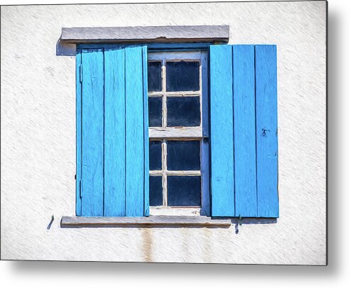 Window Metal Print featuring the painting Blue Shutters of Peniche by David Letts