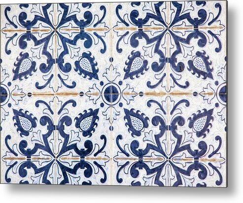 David Letts Metal Print featuring the painting Blue Tile of Portugal by David Letts