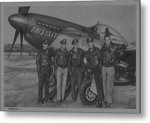 Aviation Art Metal Print featuring the drawing Bluenosers by Wade Meyers