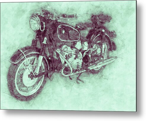 Bmw R60/2 Metal Print featuring the mixed media BMW R60/2 - 1956 - BMW Motorcycles 3 - Vintage Motorcycle Poster - Automotive Art by Studio Grafiikka