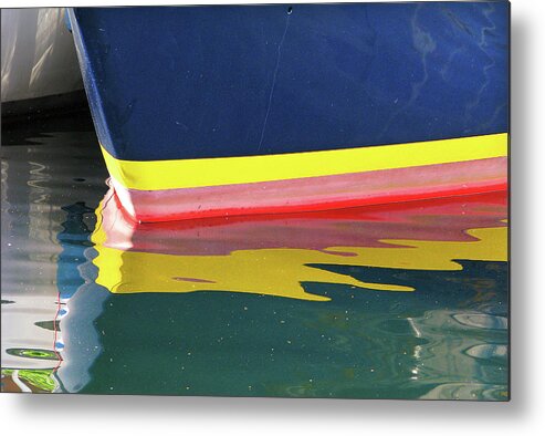 Blue Metal Print featuring the photograph Boat Reflection by Ted Keller