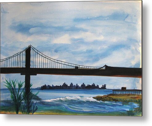 Beach Scene Metal Print featuring the painting Bridge to Europe by Patricia Arroyo