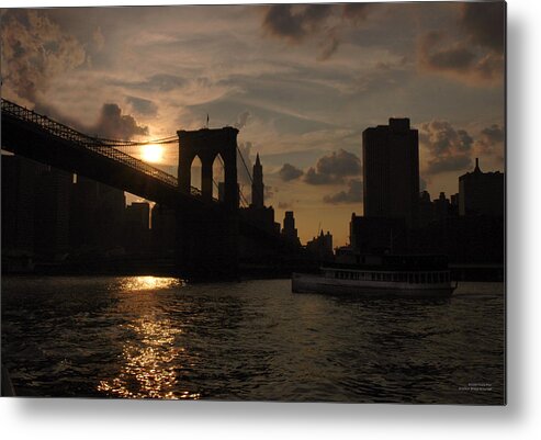 Brooklyn Bridge Metal Print featuring the photograph Brooklyn Bridge - Sunset by Frank Mari