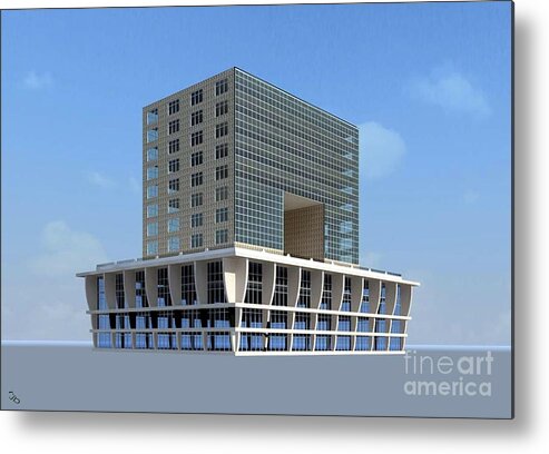 Plinth Metal Print featuring the digital art Building on Plinth by Ronald Bissett