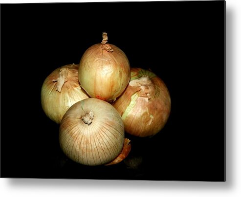 Onions Metal Print featuring the photograph Bunch of Onions by Cathy Harper