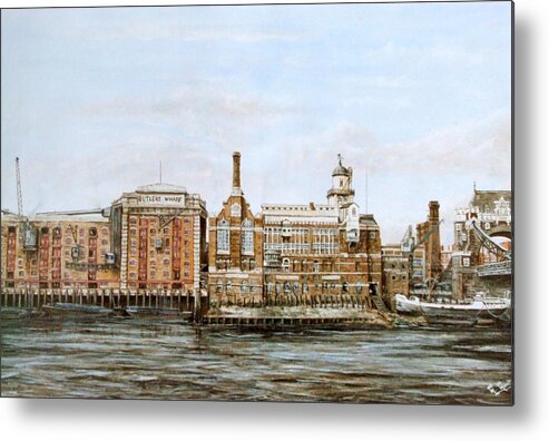 Butlers Wharf Metal Print featuring the painting Butlers Wharf and Courage's Brewery by Mackenzie Moulton