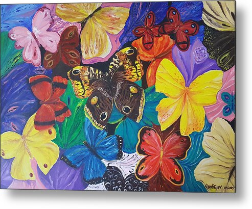 Butterfly Metal Print featuring the painting Butterflies by Rita Fetisov