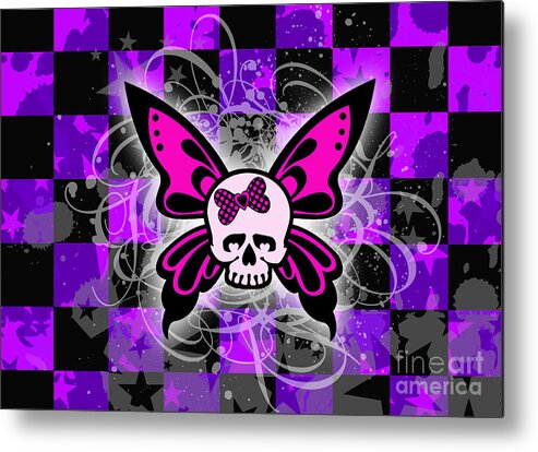 Butterfly Art Metal Print featuring the digital art Butterfly Skull by Roseanne Jones
